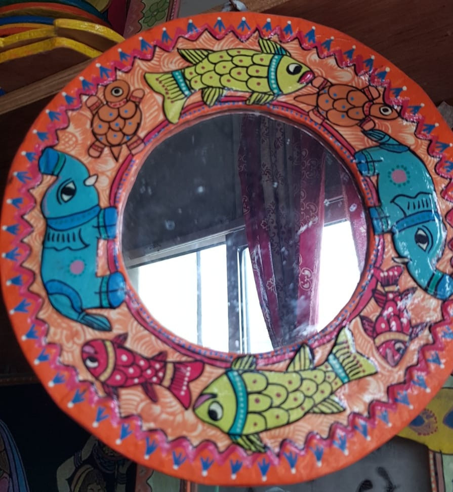 Mirror with Mithila Painting (Handmade)